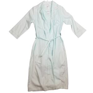 Collette by Miss Elaine Robe and Sleeveless Nightgown Set Pale Aqua Small